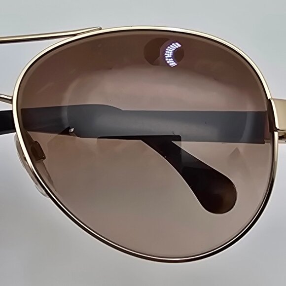 Chanel 4195-Q c. 395/3B Gold Quilted Leather Frame Brown Lens Aviator Sunglasses